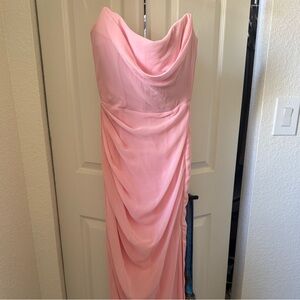 House of CB Strapless Pink Draped Dress